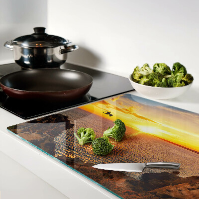 Glass cutting board Sunset over the sea