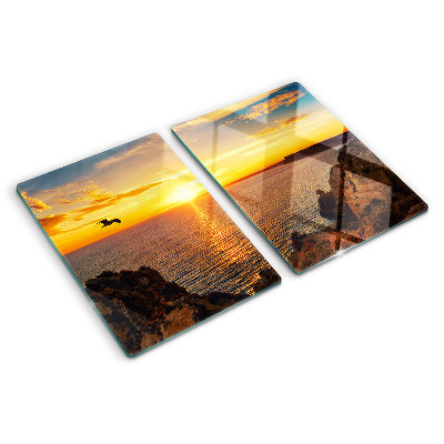 Glass cutting board Sunset over the sea