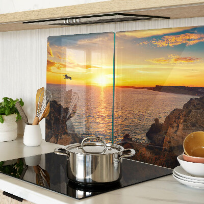 Glass cutting board Sunset over the sea