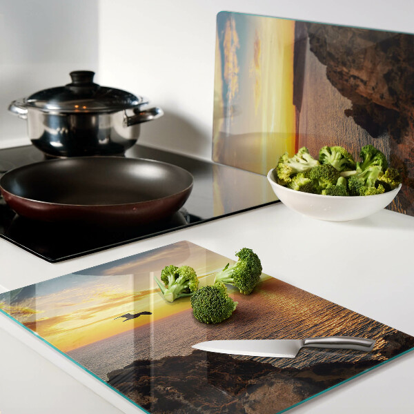 Glass cutting board Sunset over the sea