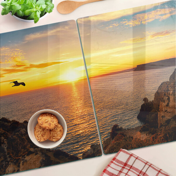 Glass cutting board Sunset over the sea