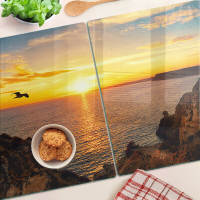 Glass cutting board Sunset over the sea