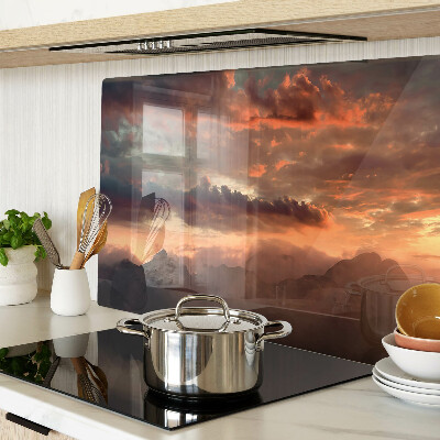 Glass kitchen board Sunset over the mountains