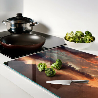 Glass kitchen board Sunset over the mountains