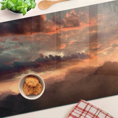 Glass kitchen board Sunset over the mountains