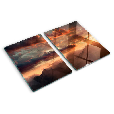 Glass kitchen board Sunset over the mountains