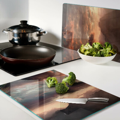 Glass kitchen board Sunset over the mountains