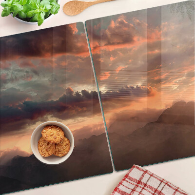 Glass kitchen board Sunset over the mountains