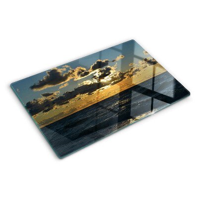 Chopping board glass Sunset over the sea