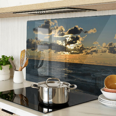 Chopping board glass Sunset over the sea