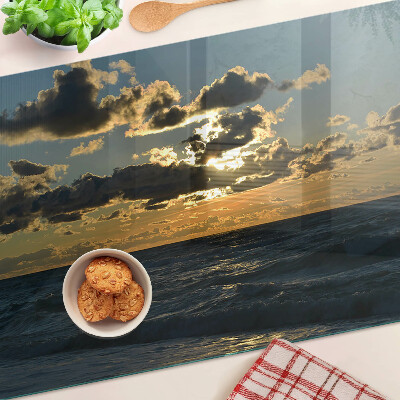 Chopping board glass Sunset over the sea