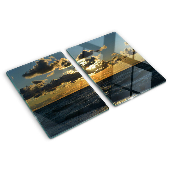 Chopping board glass Sunset over the sea