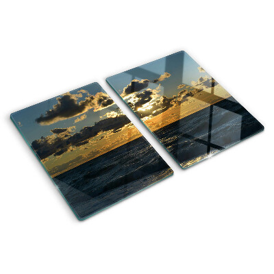 Chopping board glass Sunset over the sea