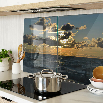 Chopping board glass Sunset over the sea