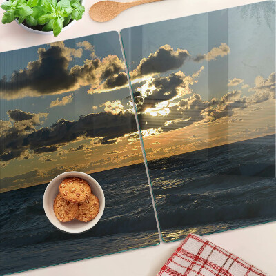 Chopping board glass Sunset over the sea