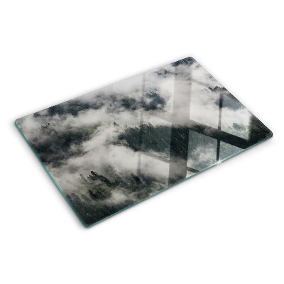 Glass chopping board Mountains in the clouds