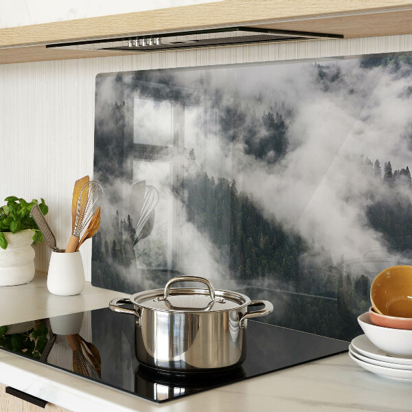 Glass chopping board Mountains in the clouds