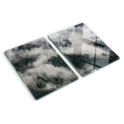 Glass chopping board Mountains in the clouds