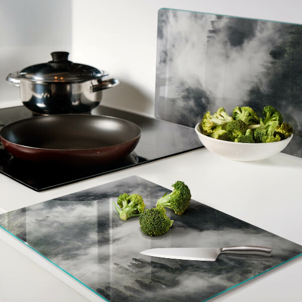 Glass chopping board Mountains in the clouds