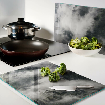 Glass chopping board Mountains in the clouds