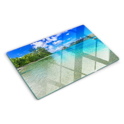 Glass cutting board Tropical beach with azure water