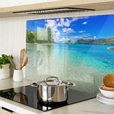 Glass cutting board Tropical beach with azure water