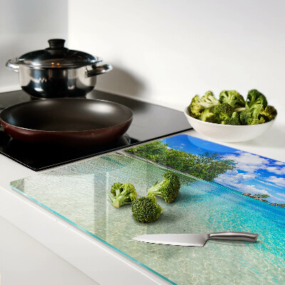 Glass cutting board Tropical beach with azure water