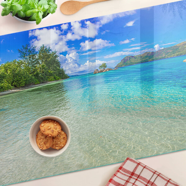 Glass cutting board Tropical beach with azure water