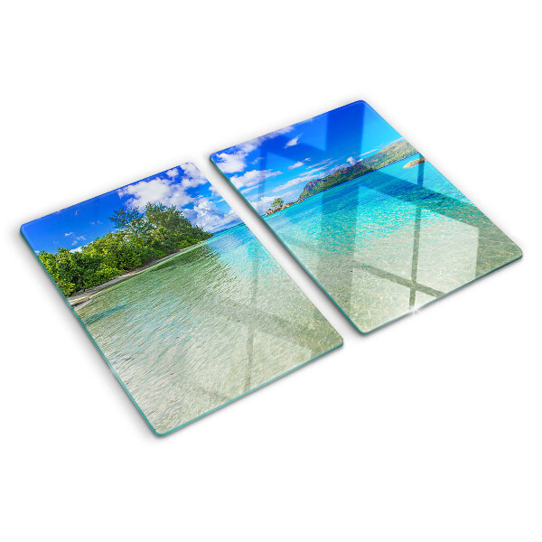 Glass cutting board Tropical beach with azure water