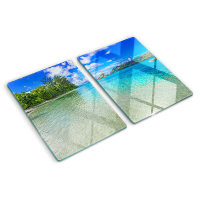 Glass cutting board Tropical beach with azure water