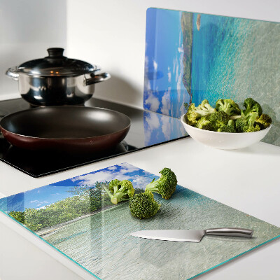 Glass cutting board Tropical beach with azure water