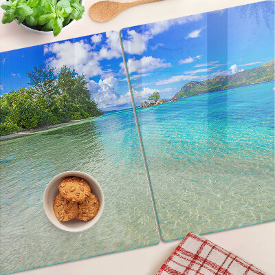 Glass cutting board Tropical beach with azure water
