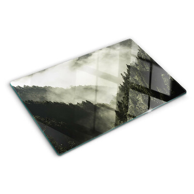 Glass kitchen board Mountain landscape with fog