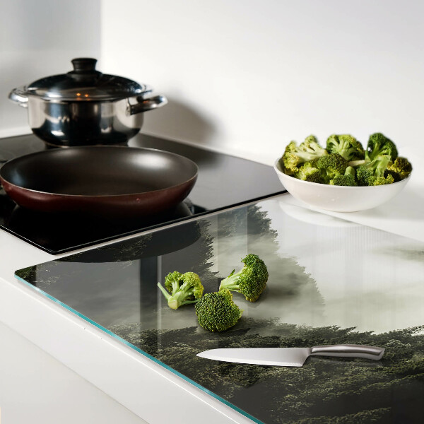 Glass kitchen board Mountain landscape with fog