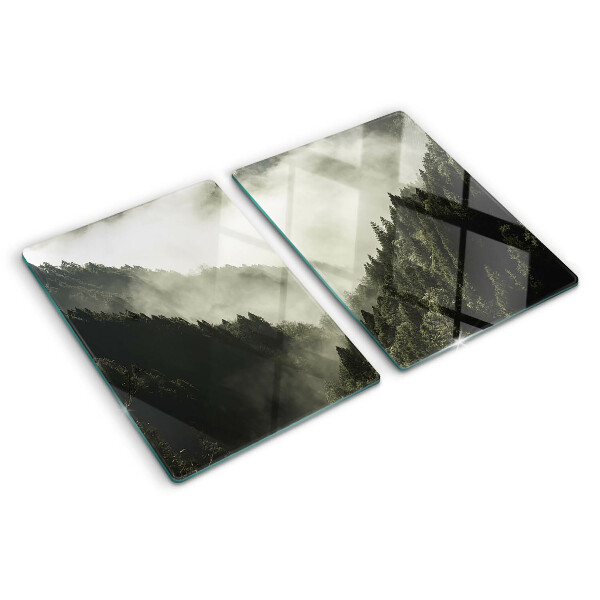 Glass kitchen board Mountain landscape with fog