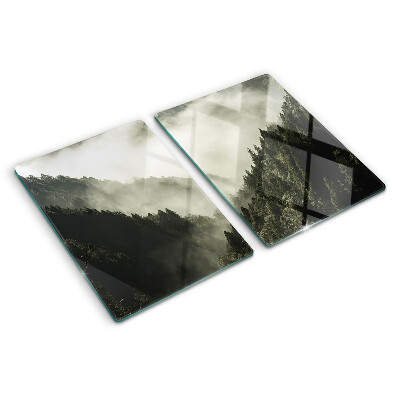 Glass kitchen board Mountain landscape with fog