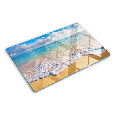 Chopping board Beach with waves and clouds
