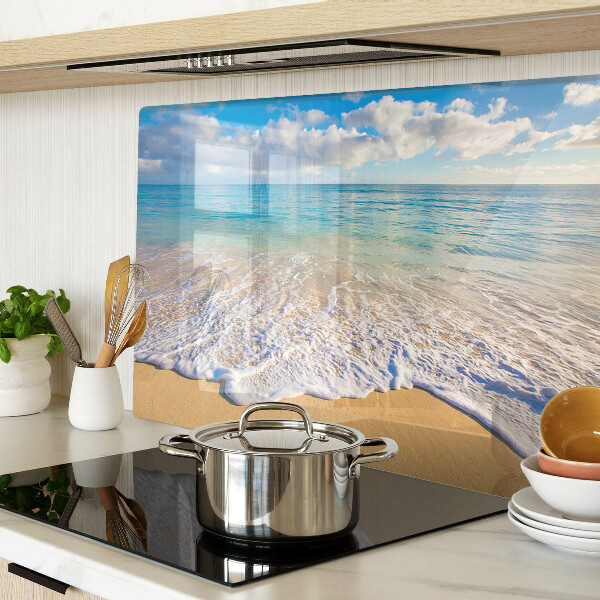 Chopping board Beach with waves and clouds
