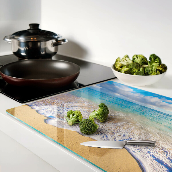 Chopping board Beach with waves and clouds