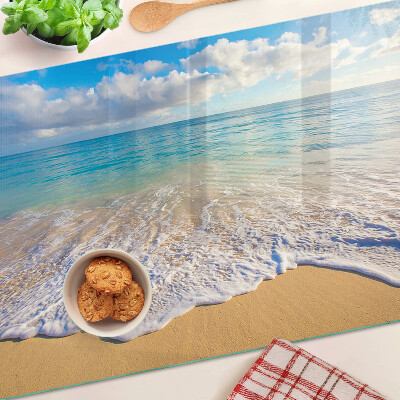 Chopping board Beach with waves and clouds