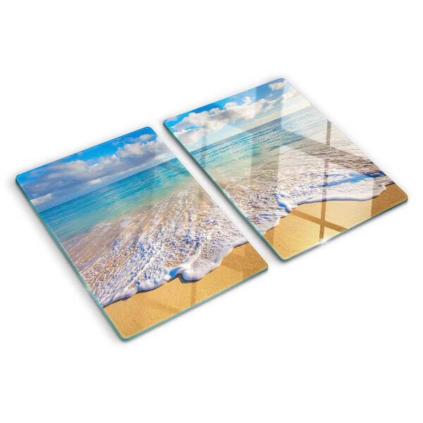 Chopping board Beach with waves and clouds