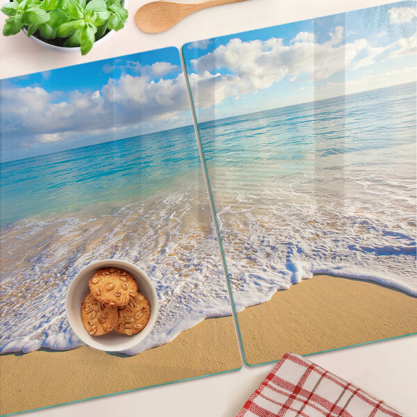 Chopping board Beach with waves and clouds
