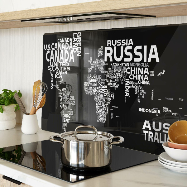 Cutting board World map with country names