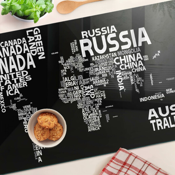 Cutting board World map with country names