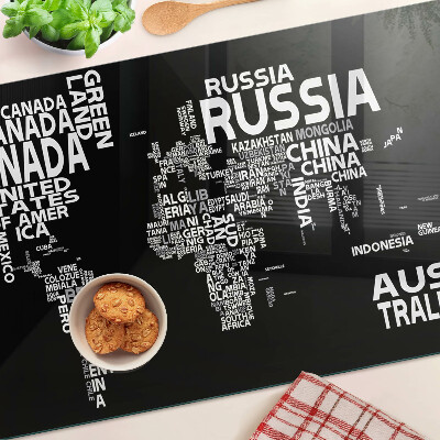 Cutting board World map with country names