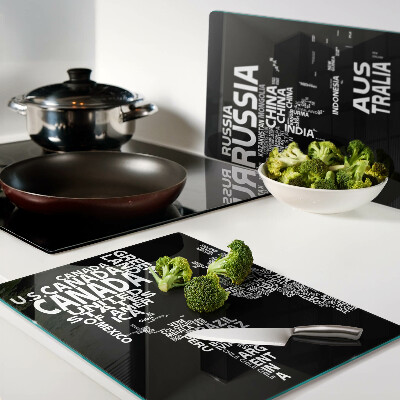 Cutting board World map with country names