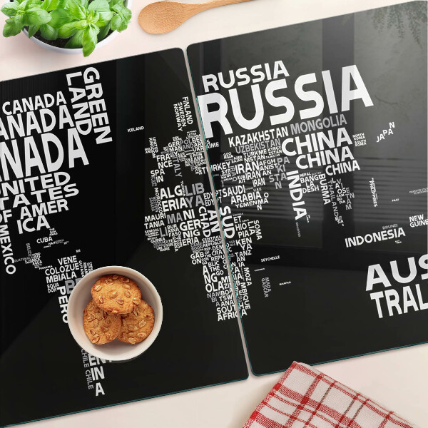 Cutting board World map with country names
