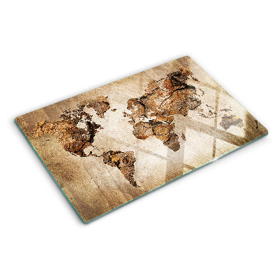 Glass chopping board Vintage world map