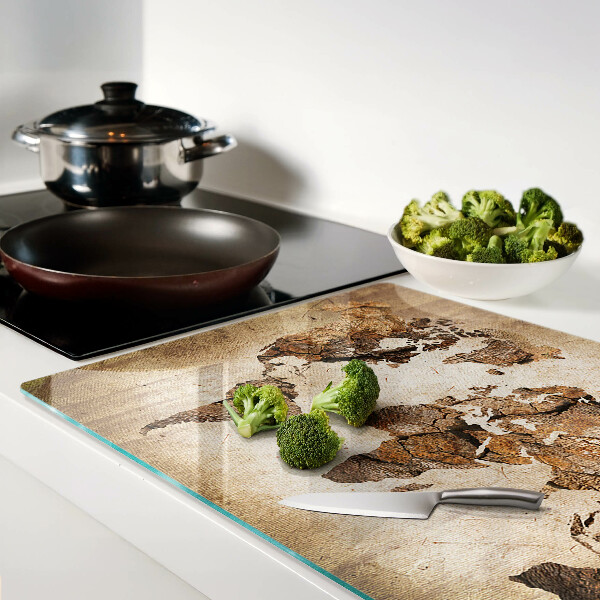 Glass chopping board Vintage world map