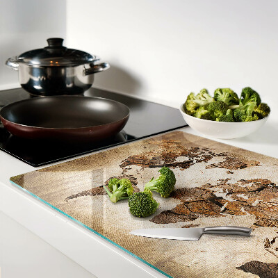 Glass chopping board Vintage world map